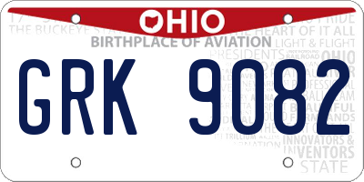 OH license plate GRK9082