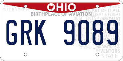 OH license plate GRK9089