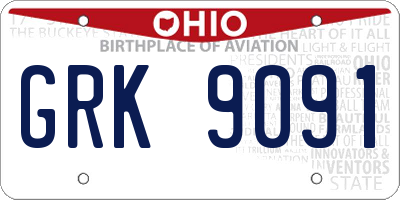 OH license plate GRK9091
