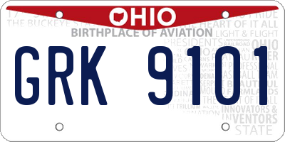OH license plate GRK9101
