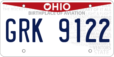 OH license plate GRK9122
