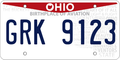 OH license plate GRK9123