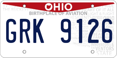 OH license plate GRK9126