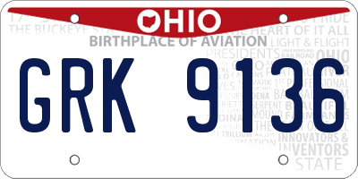 OH license plate GRK9136