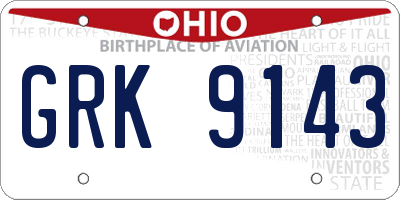 OH license plate GRK9143