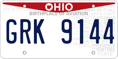 OH license plate GRK9144