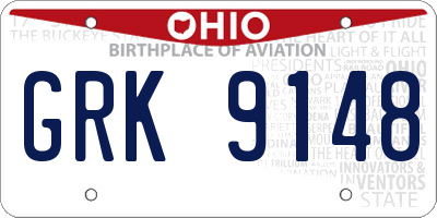 OH license plate GRK9148