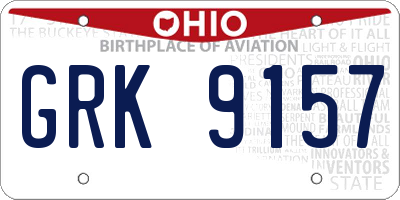 OH license plate GRK9157
