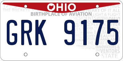 OH license plate GRK9175