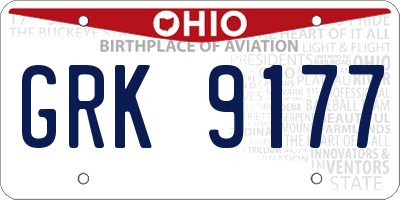 OH license plate GRK9177