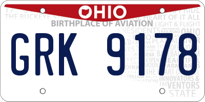 OH license plate GRK9178
