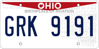 OH license plate GRK9191
