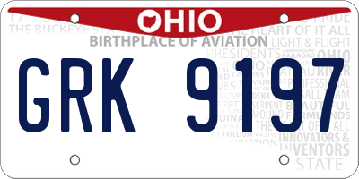 OH license plate GRK9197
