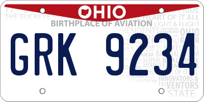 OH license plate GRK9234