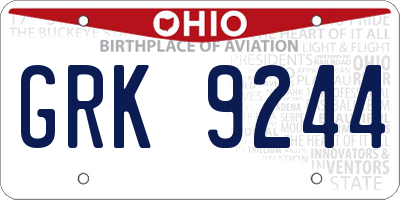 OH license plate GRK9244