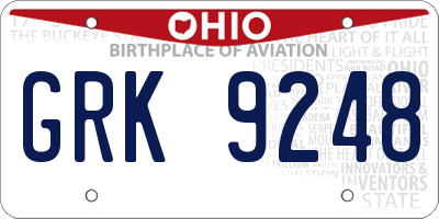 OH license plate GRK9248