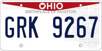 OH license plate GRK9267