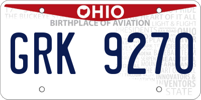 OH license plate GRK9270
