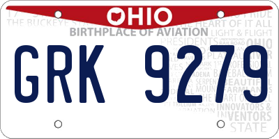 OH license plate GRK9279