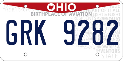 OH license plate GRK9282