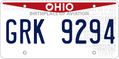 OH license plate GRK9294