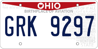 OH license plate GRK9297