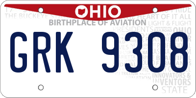 OH license plate GRK9308