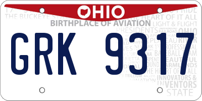 OH license plate GRK9317