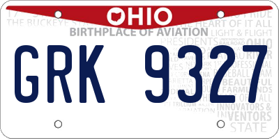 OH license plate GRK9327