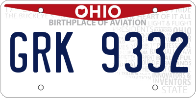 OH license plate GRK9332