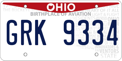 OH license plate GRK9334