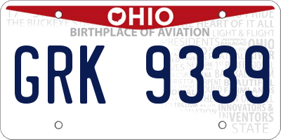 OH license plate GRK9339
