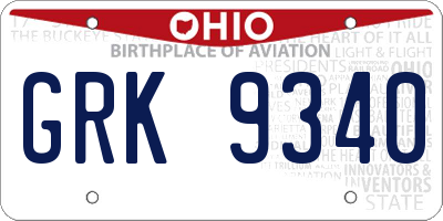 OH license plate GRK9340