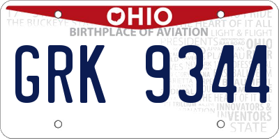 OH license plate GRK9344