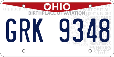 OH license plate GRK9348