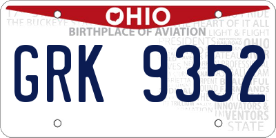 OH license plate GRK9352
