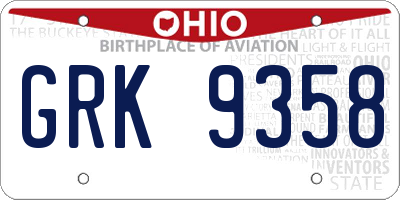 OH license plate GRK9358
