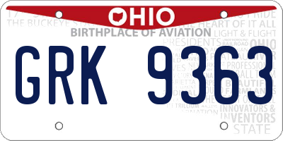 OH license plate GRK9363