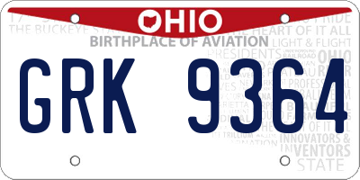 OH license plate GRK9364