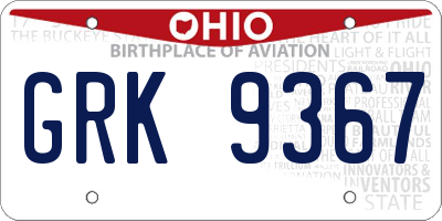 OH license plate GRK9367