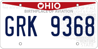 OH license plate GRK9368