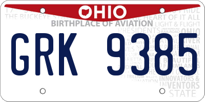 OH license plate GRK9385