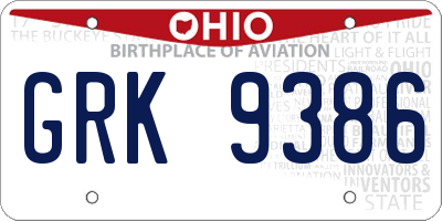 OH license plate GRK9386