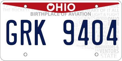 OH license plate GRK9404