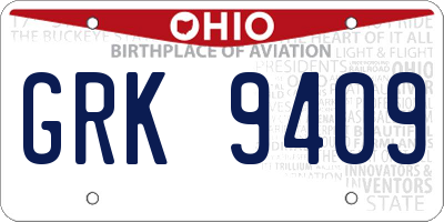 OH license plate GRK9409