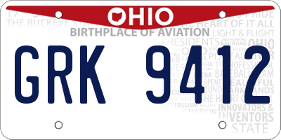 OH license plate GRK9412