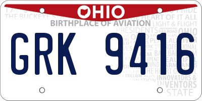 OH license plate GRK9416