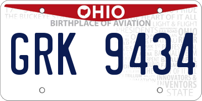 OH license plate GRK9434