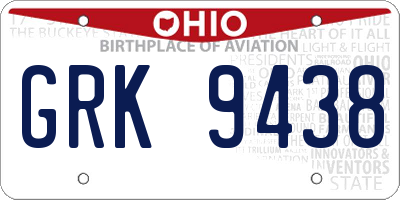 OH license plate GRK9438