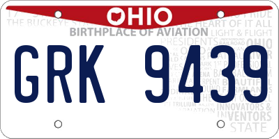 OH license plate GRK9439